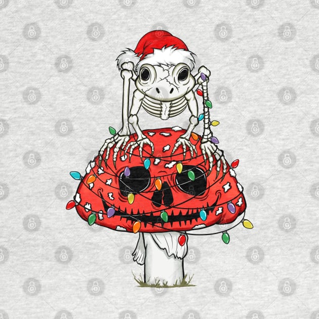 Holiday Cottagecore Skeleton Frog Skull Mushroom Goblincore Christmas by August Design
